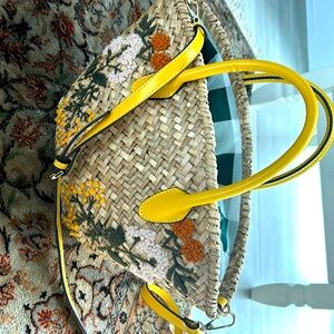 Zara embroidered straw bag